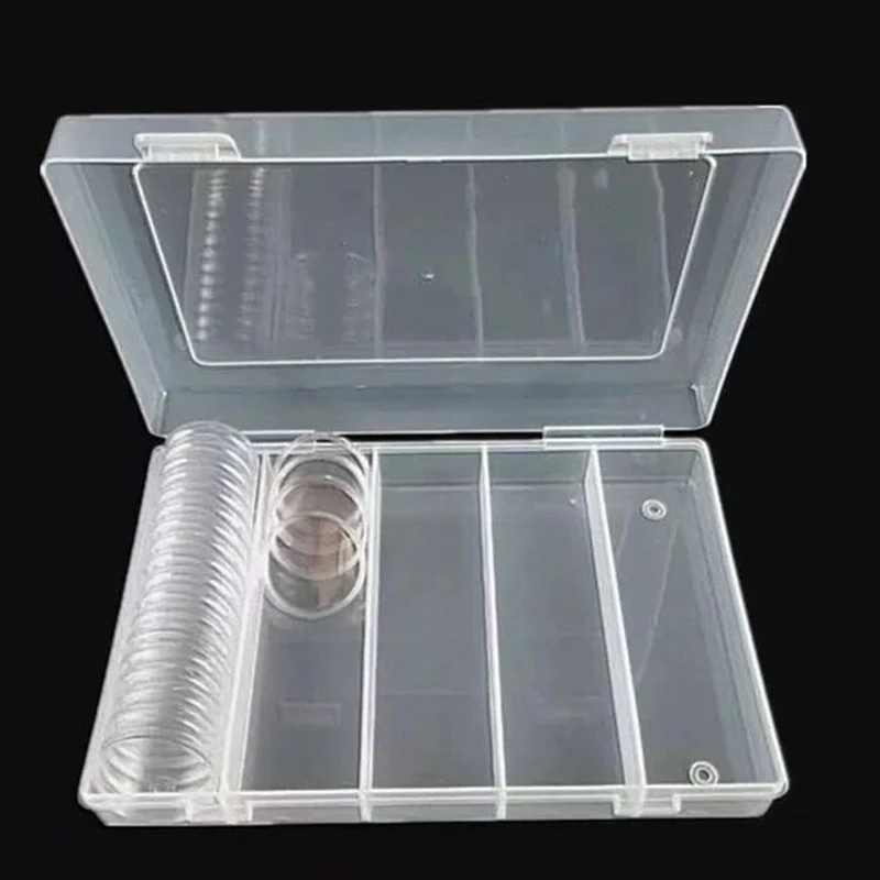 

27MM/30MM Clear Round Case Coin Storage Capsules Holder Round Box Cases Portable