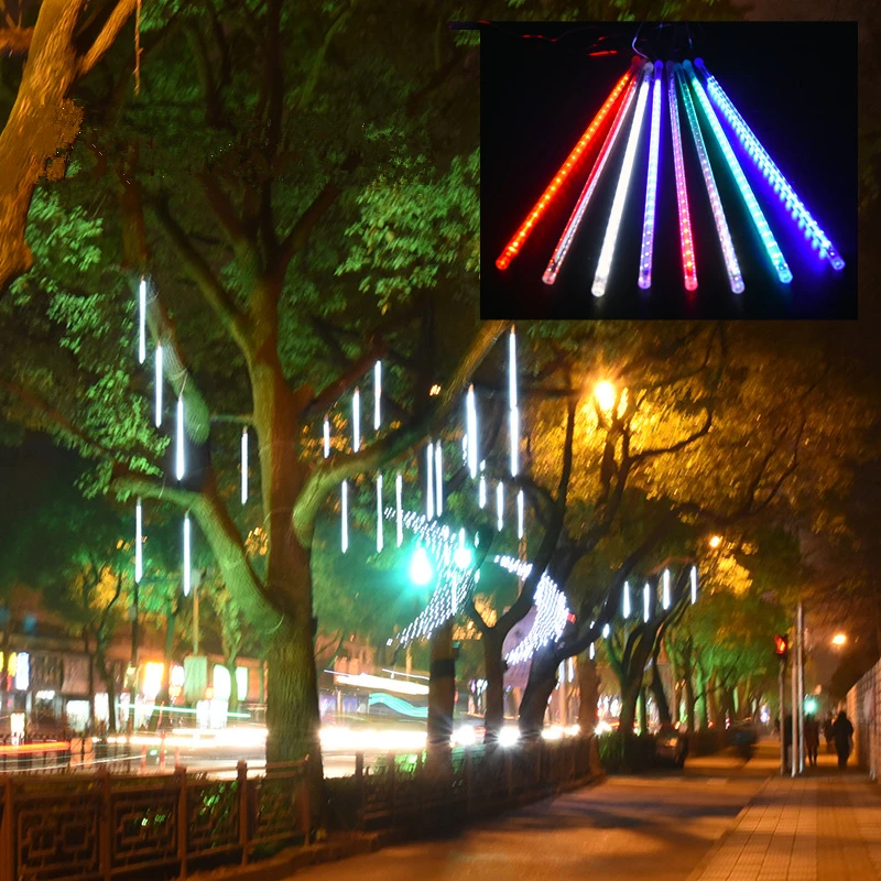 Год сказочные огни Рождественская уличная гирлянда 30 см Метеоритный Дождь трубка на троссе огни Рождественский Декор для дома Navidad