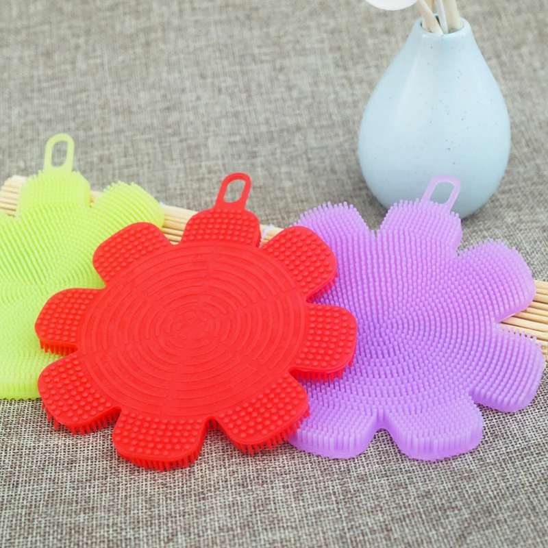 

Цветы силиконовая щетка для мытья тарелок щетка для фруктов Кухня кисти чаша кисть тряпка фруктов и щетка для чистки овощей изоляционная пр...