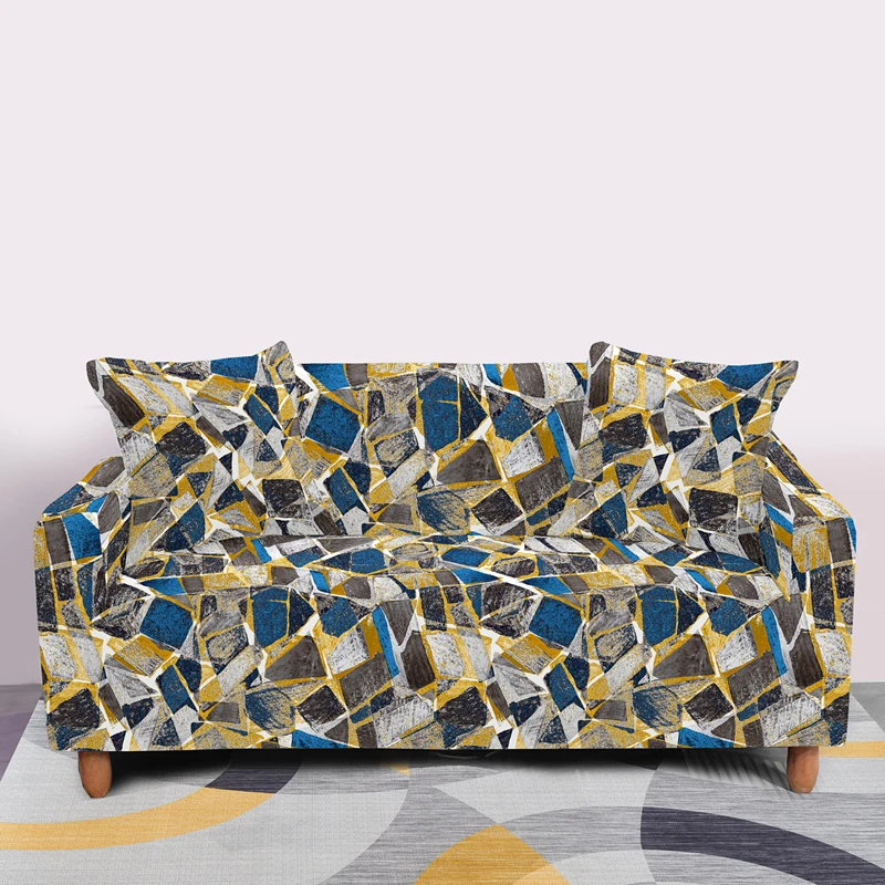 

All-wrapped Sofa Cover Slipcover Geometric Printed Elastic Stretch Couch Covers Case for Corner Sectional Sofas 1/2/3/4-seater