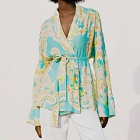 za women print thin kimono coats jacket loose long sleeves with slash ladies 2021 summer coat ozz1015
