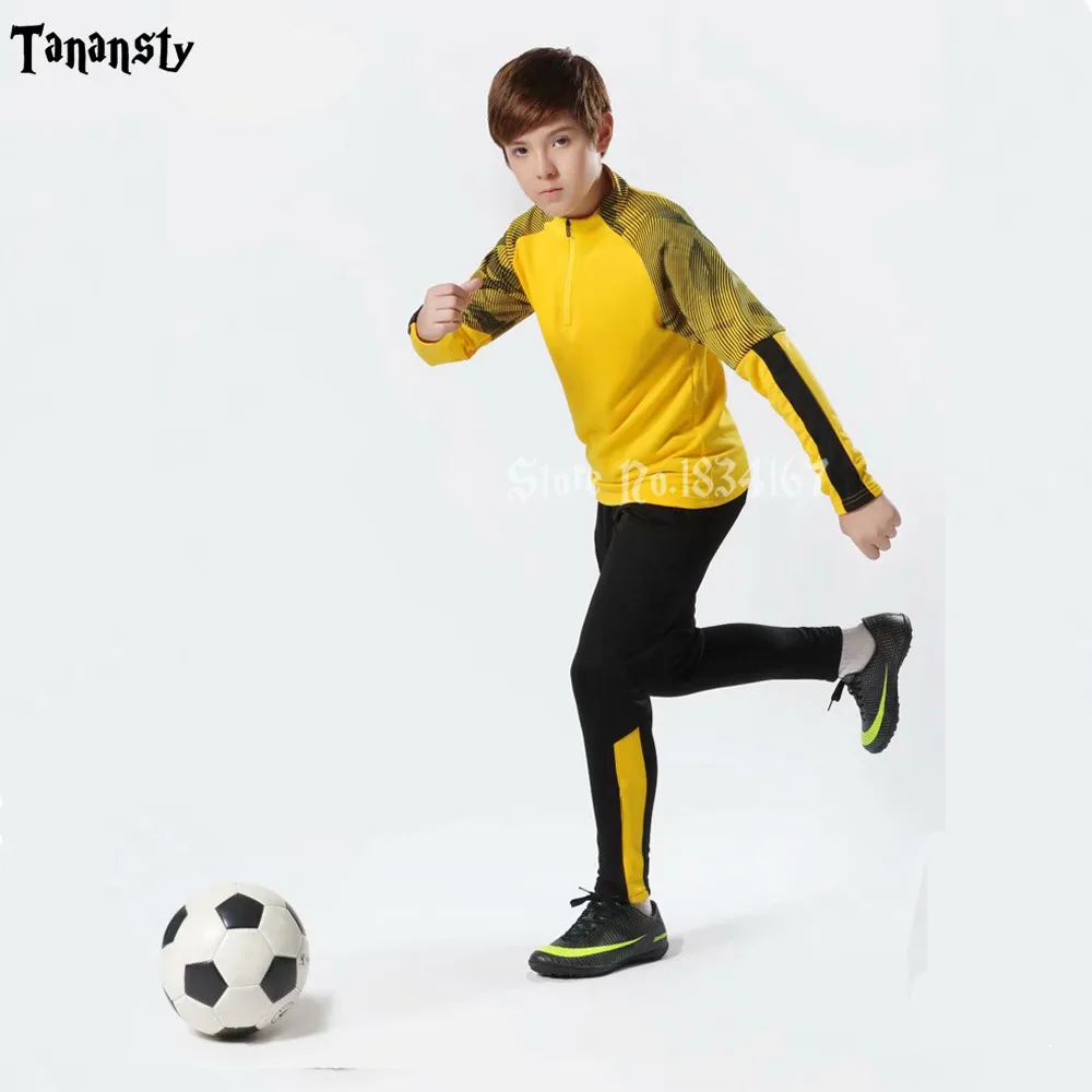 

Winter Customize Men Football Soccer Jersey Leg Pants Set Adult Futbol Training Tracksuit Uniforms set Soccer Tracksuit Long Sle