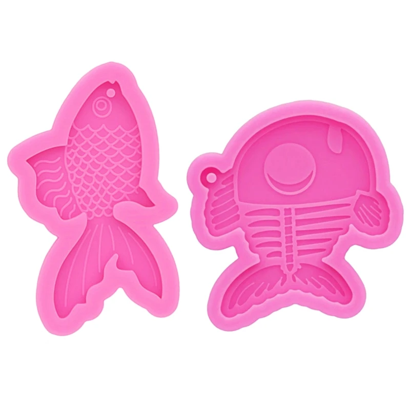 

R58E Carp Goldfish Shape Keychain Epoxy Resin Decorative Mold with Hole Pendant Mold