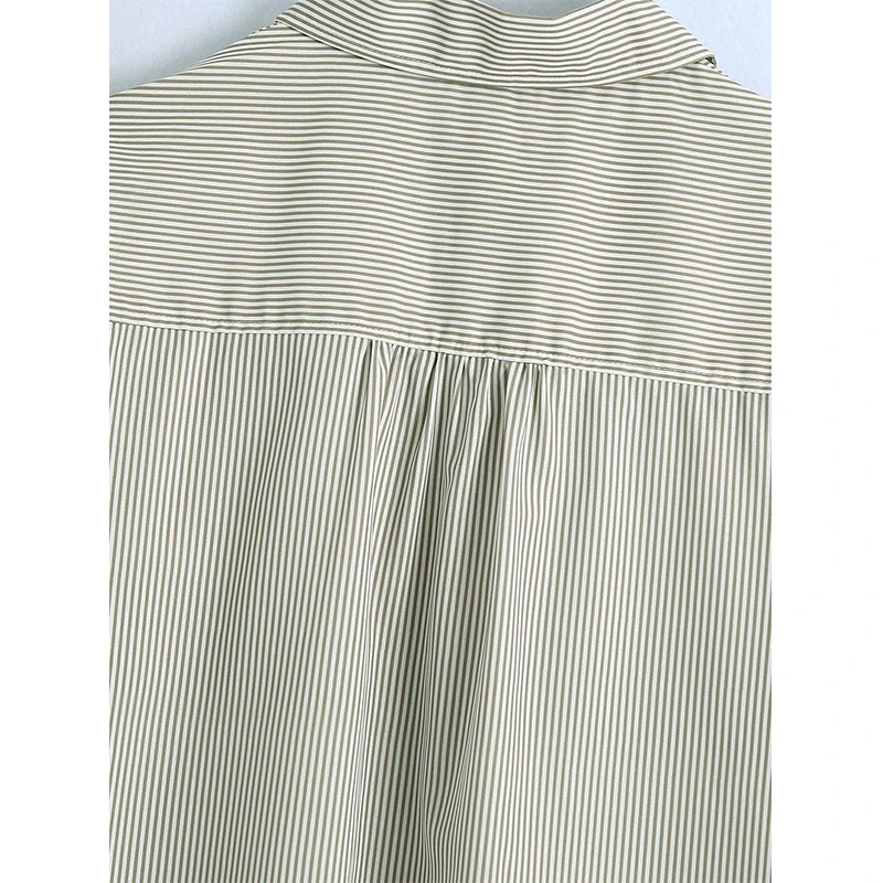 

DUOPERI 2021 Womem Fashion Buttoned Striped Blouses Lapel Neck Long Sleeve Vintage Female Shirts Blusas Chic Tops