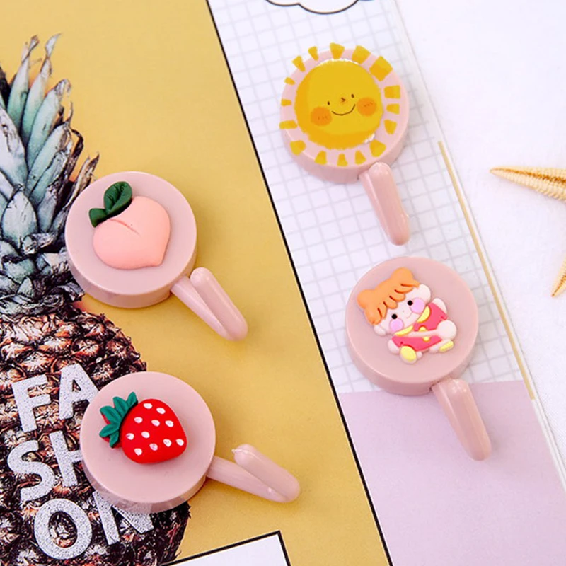 

10PCS Hook Kawaii Cartoon Decoration Household Kitchen Bathroom Wall Nail-Free Door Behind The Coat Rack Seamless Sticky Hook