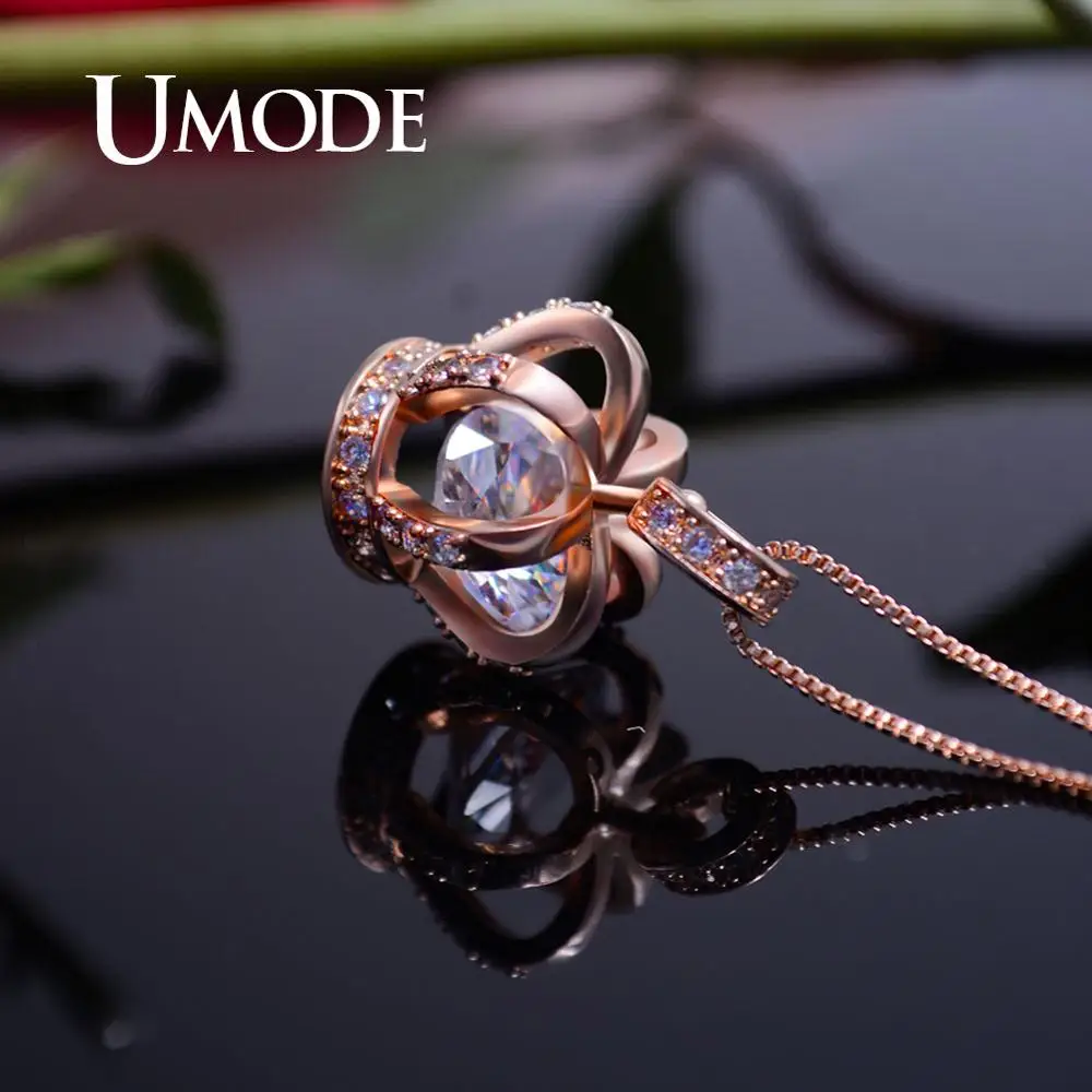 Женское ожерелье с подвеской в виде короны UMODE розовое золото прозрачными