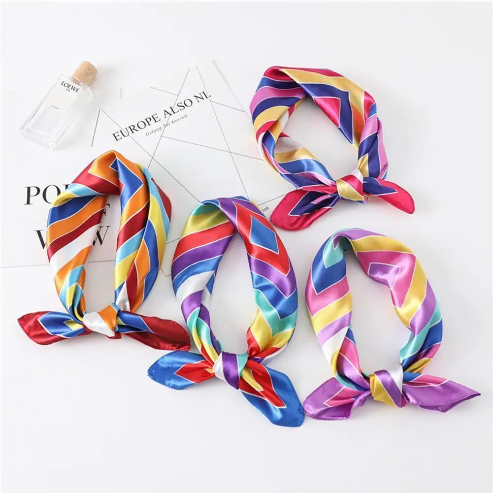 

2021 Square Silk Scarf Women 60*60cm Small Neck Scarfs Foulard Band Female Hair Bandana Lady Office Hand Kerchief Shawl B9F7