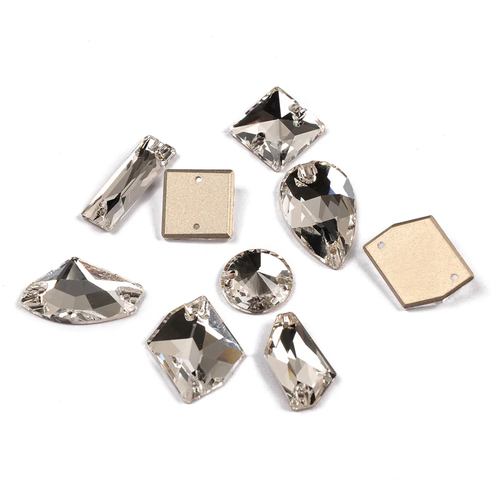 Разные формы стразы шьют на кристально чистые DIY 2 отверстия Стразы стеклянный