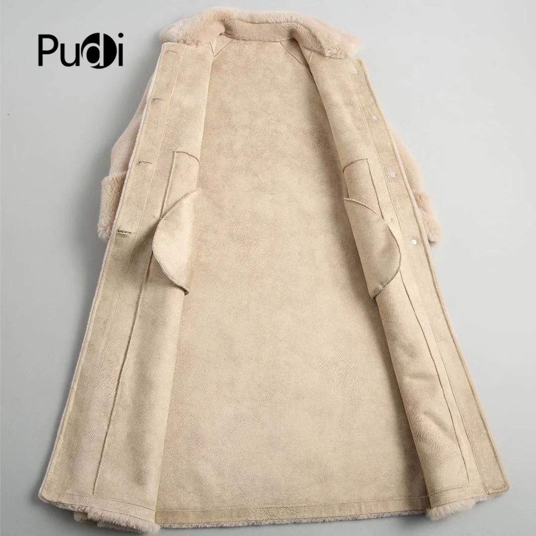 PUDI A18212 Женское зимнее пальто из настоящей шерсти с отворотами, теплая куртка, пальто для девочек, Женская длинная куртка, пальто