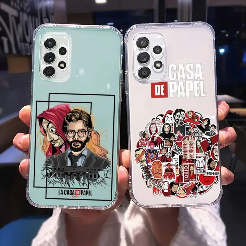 

la casa de papel Phone Case for Samsung A 51 50 52 12 21s 31 40 70 71 note S 20 10 21 ultra plus fe clear Soft coque shell