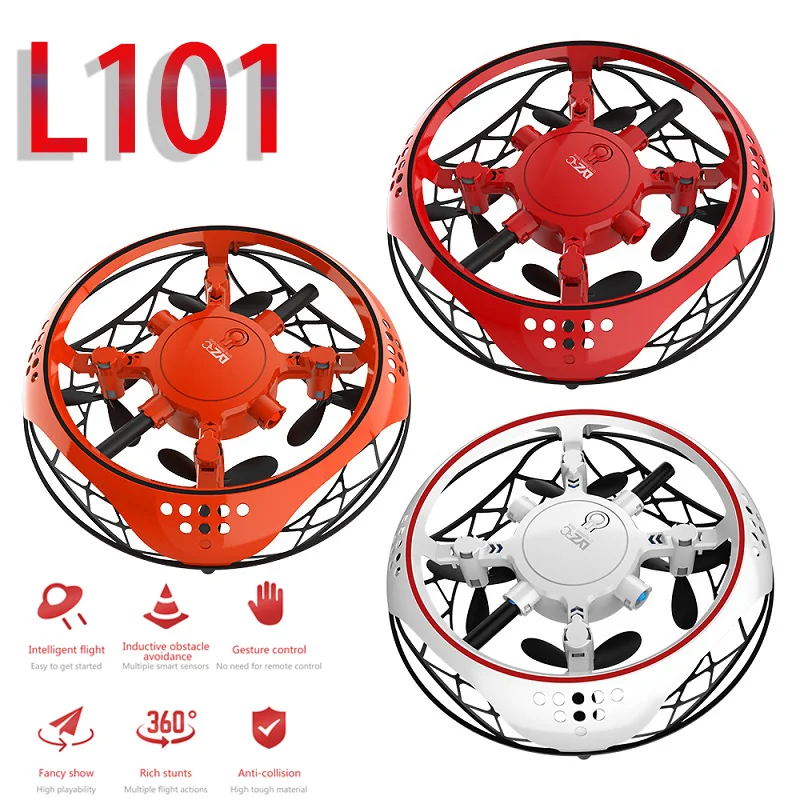 

L101 Mini Drone Anti-collision UFO RC Quadcopter Drone Hand Controlled Flying Helicopter LED Induction Flying Aircraft RC Toys
