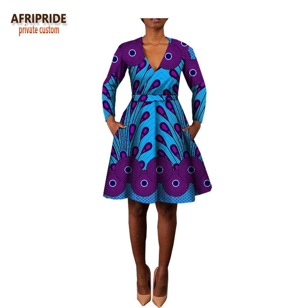 2020 женское платье в африканском стиле весеннее с V образным вырезом и поясом