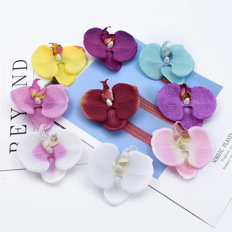 10 Pieces Orchid head Girl festival artificial flowers home decoration accessories candy box scrapbooking brooch vases wedding | Дом и сад