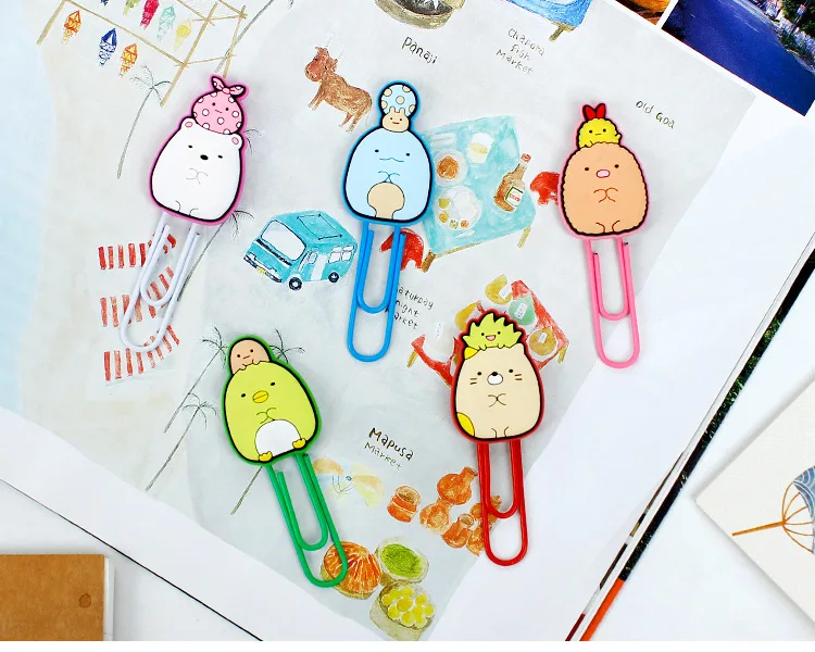 5 шт./упак. Sumikko Gurashi футляр из силикона с милым рисунком из мультфильма Бумага иглы Бумага для съемки с креплением зажим записка заметка зажимы для канцелярских принадлежностей