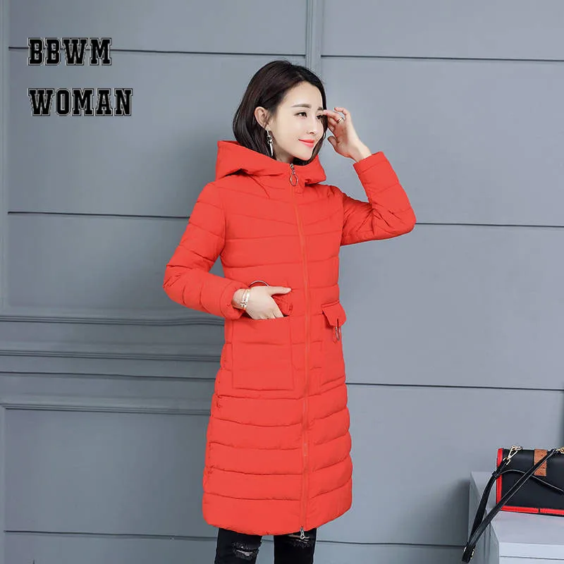 Зимнее пальто из матовой ткани 2018 женские длинные корейские хлопковые парки