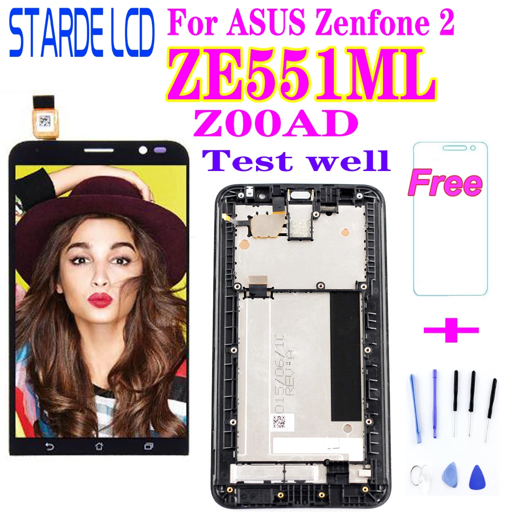 5,5 '' ЖК-дисплей для ASUS Zenfone 2 ZE551ML ЖК-дисплей сенсорный экран дигитайзер с рамкой для ASUS Zenfone 2 ZE551ML Z00AD lcd