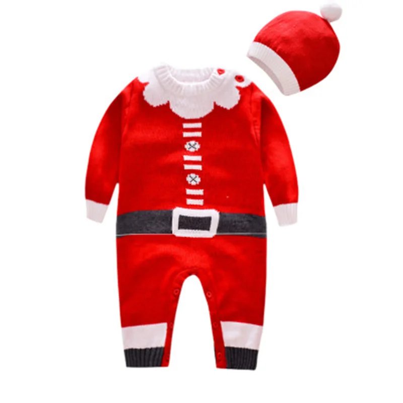 Детская зимняя одежда 2019 г. Вязаный новогодний костюм теплые комбинезоны для