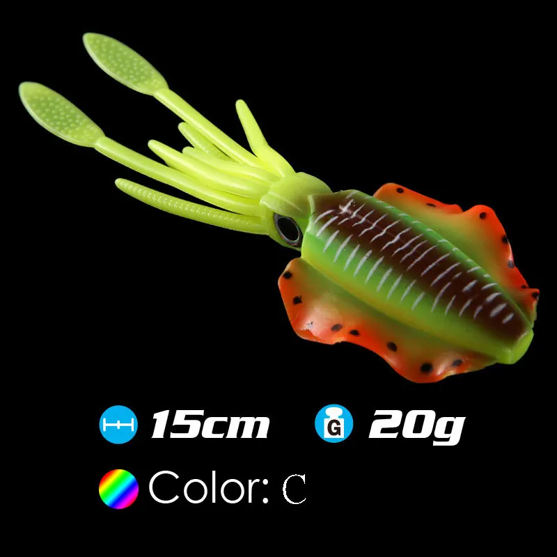 

New 15CM 20G Simulation Realistic 3D Luminous Squid Bait Glow in Dark Fish Bait Fishing Lures XD88