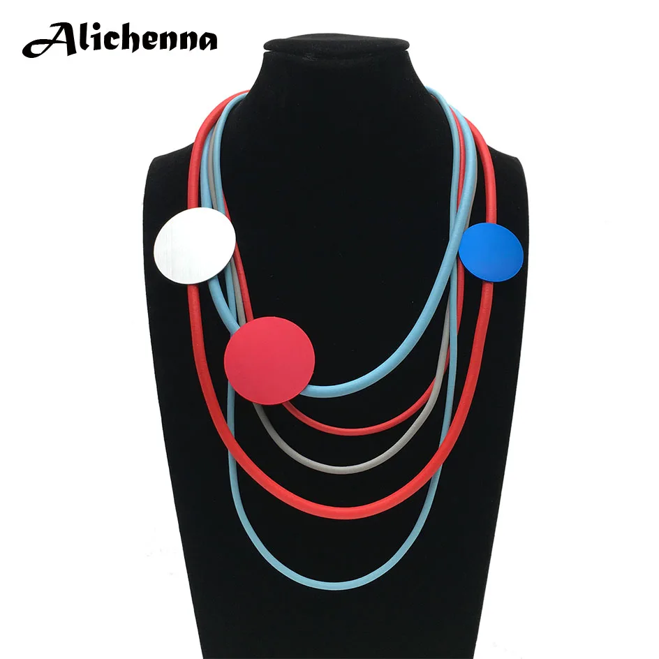 Ожерелье женское из кожаного шнура модное ювелирное изделие цветного круглого