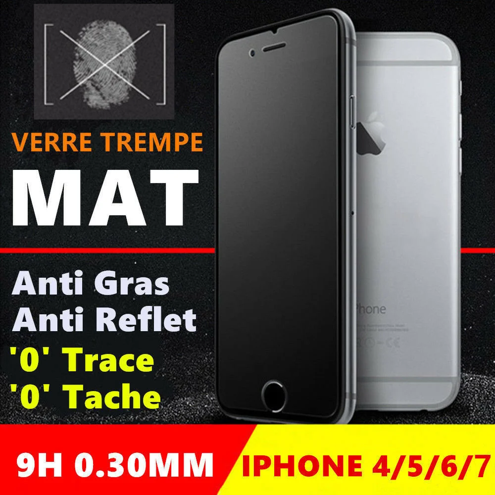 

Vitre Film protection cran Verre Tremp MAT iPhone 4/5/6/S/Plus/7/8 Anti-traces