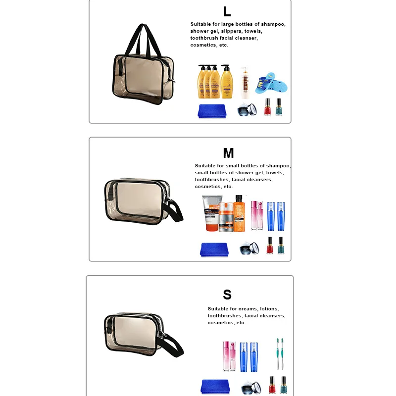 

ACRDDK Portable Clear Makeup Bag For Women Zipper Waterproof Cosmetics Bag Transparent Travel PVC Toiletry Storage Carry Pouch