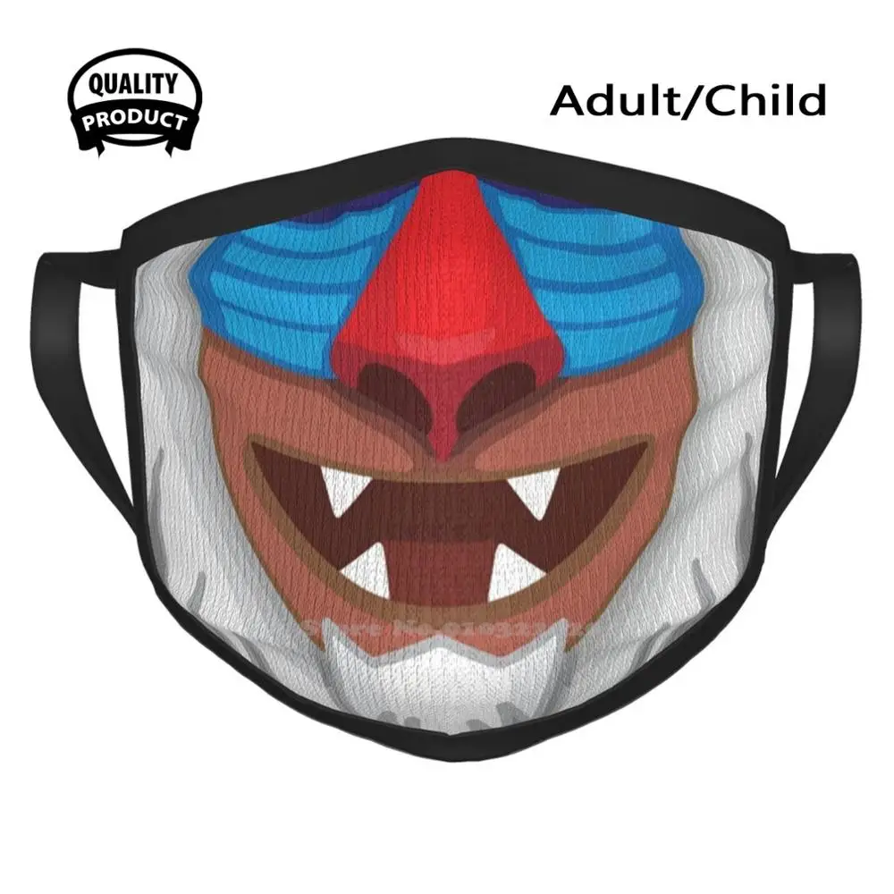 Дизайнерская черная дышащая многоразовая маска для рта Rafiki The Lion King с мультяшными
