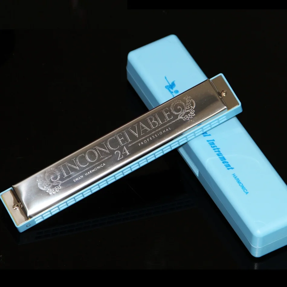 Металлическая губная гармоника с 24 отверстиями и восьмиугольным ключом