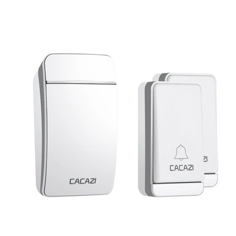 2 button 1 receiver CACAZI домашний водонепроницаемый беспроводной дверной звонок с автономным питанием светодиодный светильник без кнопки батареи беспроводное кольцо-колокольчик EU Plug 38 Chime 3 объема - Цвет: 2 button 1 receiver