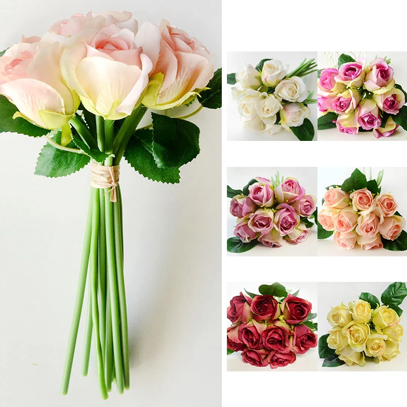 Сертифицированные поддельные цветы 9 головок Роза Каролина BouqueDecor|Цветочные