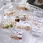 Богемные зеленые акриловые серьги-подвески, Золотая цепочка, жемчуг, набор серег-бабочек, ювелирные изделия