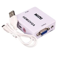 100pcslot mini hdmi to vga converter box with audio hdmi2vga 1080p adapter connector for pc laptop to hdtv projector