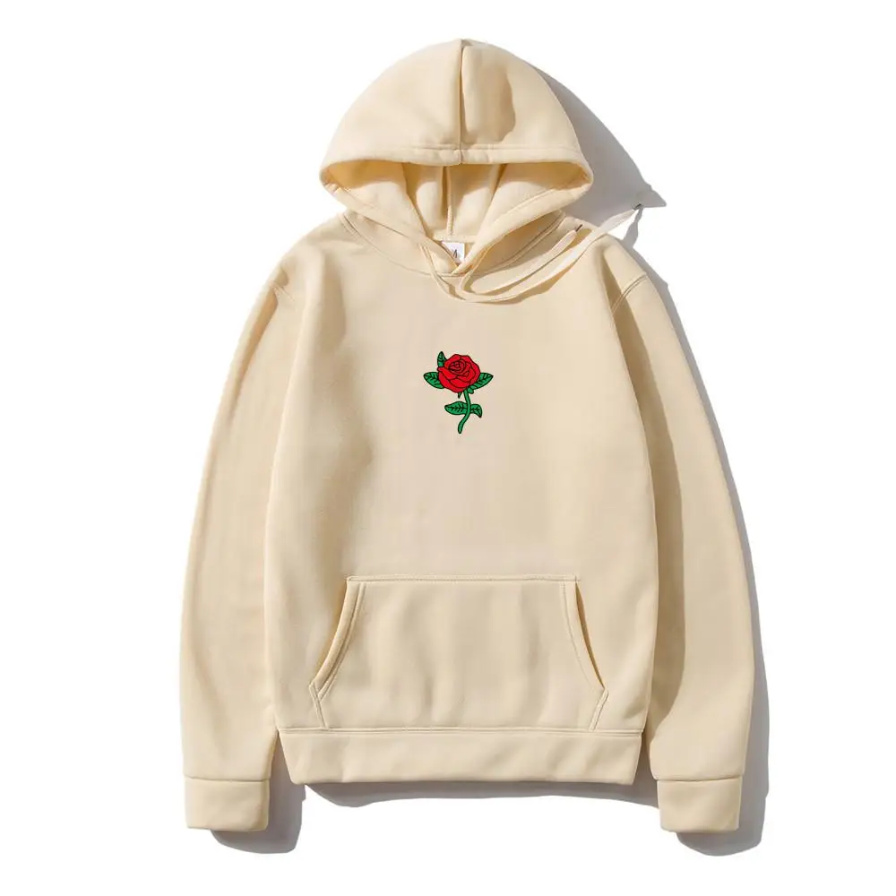

Harajuku Hoodie Sweatshirt Men Fashion Streetwear Rose Flower Print Hoodies Tops Pullover mens hoody Hooded Sweatshirt clothes