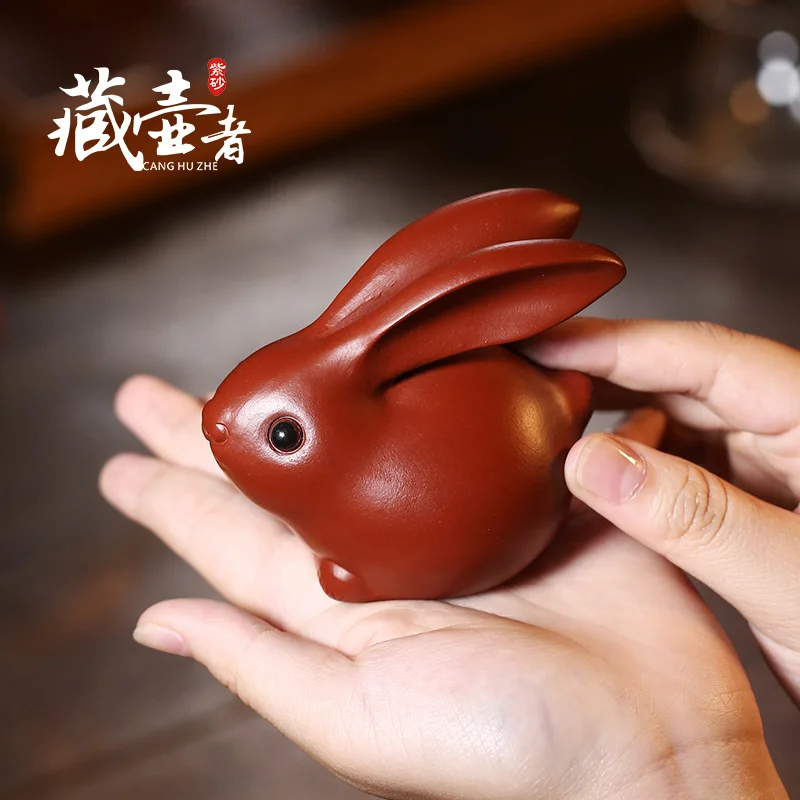 

Yixing Zisha tea pet rabbit Dahongpao lovely tea ceremony jade rabbit tea set tea tray decoration can be bubble raised