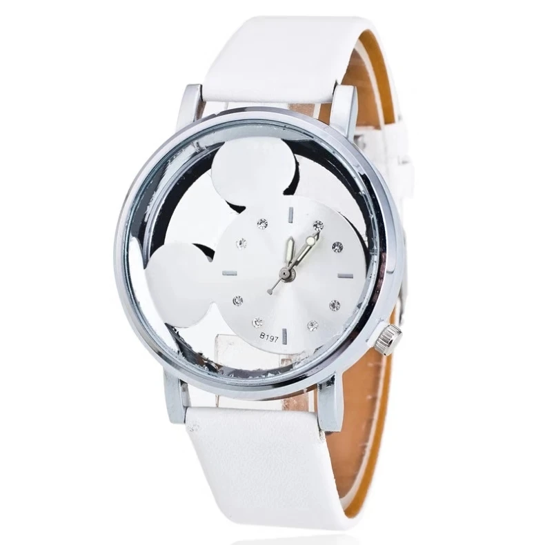 Прозрачные часы полые с Микки женские ремешком для девочек модные детские