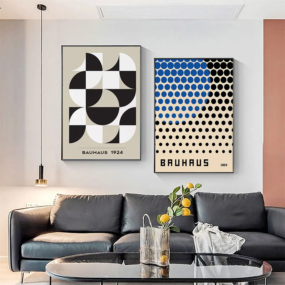Bauhaus черно-белый постер Геометрическая Картина на холсте абстрактная картина