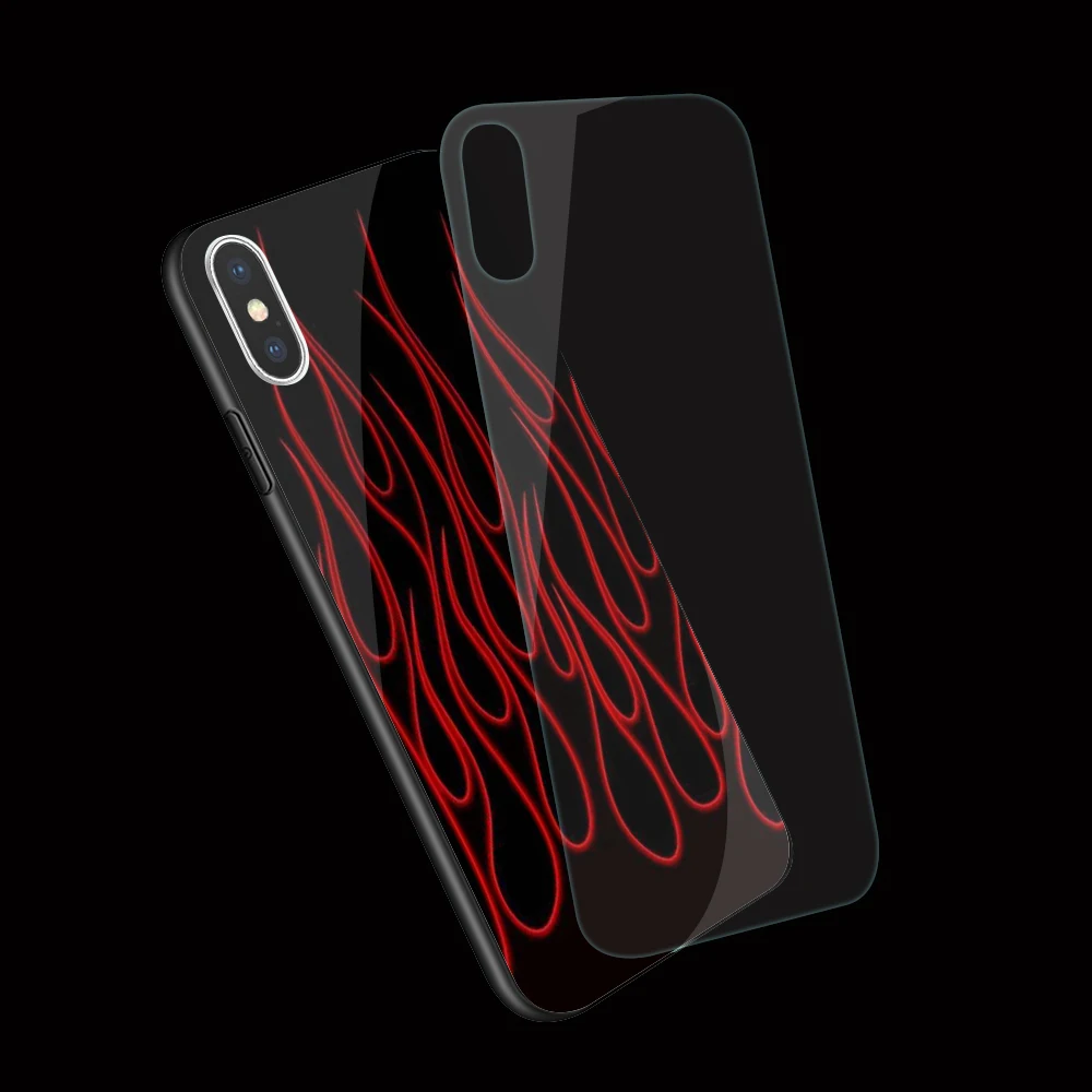 Чехол для телефона EWAU из закаленного стекла с рисунком пламени iphone SE 2020 5 5s 6 6s 7 8 plus