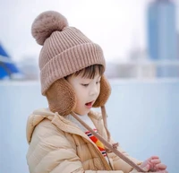 knitted kids beanie cap bomber hat baby boy girl hat warm children baby autumn winter girls hat for kids bonnet cap bomber hat