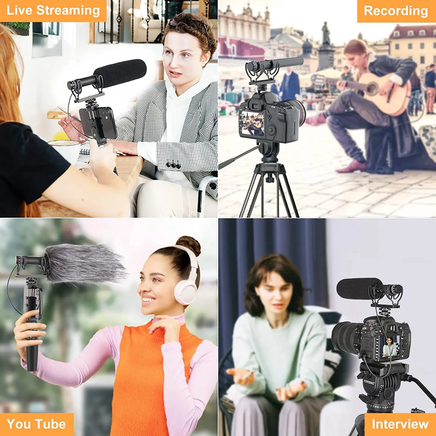 Микрофон для фотоаппарата со встроенным креплением Hhockmount и ветровым стеклом -