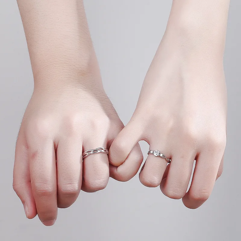 Кольцо для пары FUN-BEAUTY S925 пара персонализированных серебряных колец в сеточку