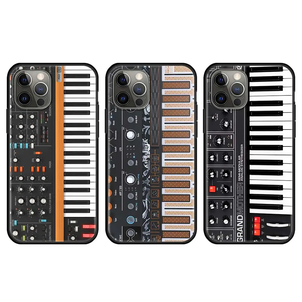 mobile phone case for apple iphone 11 12 pro max 7 8 plus se soft cover x black celular bumper krajews synth synthesizer pattern free global shipping