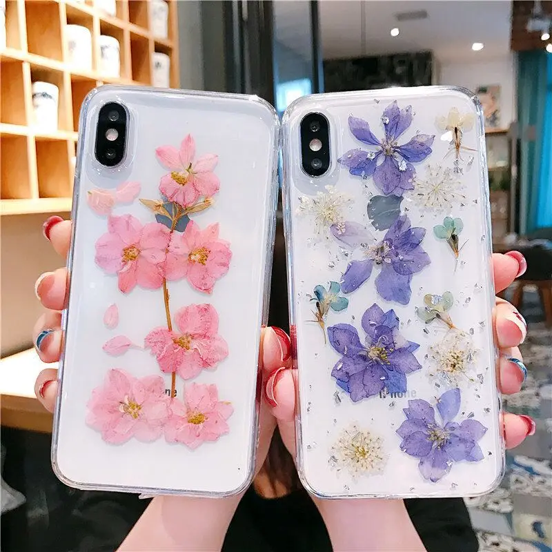 Настоящий прессованный чехол с сушеными цветами для iphone 11 11pro max X XR Xs 6 6s 7 8 plus