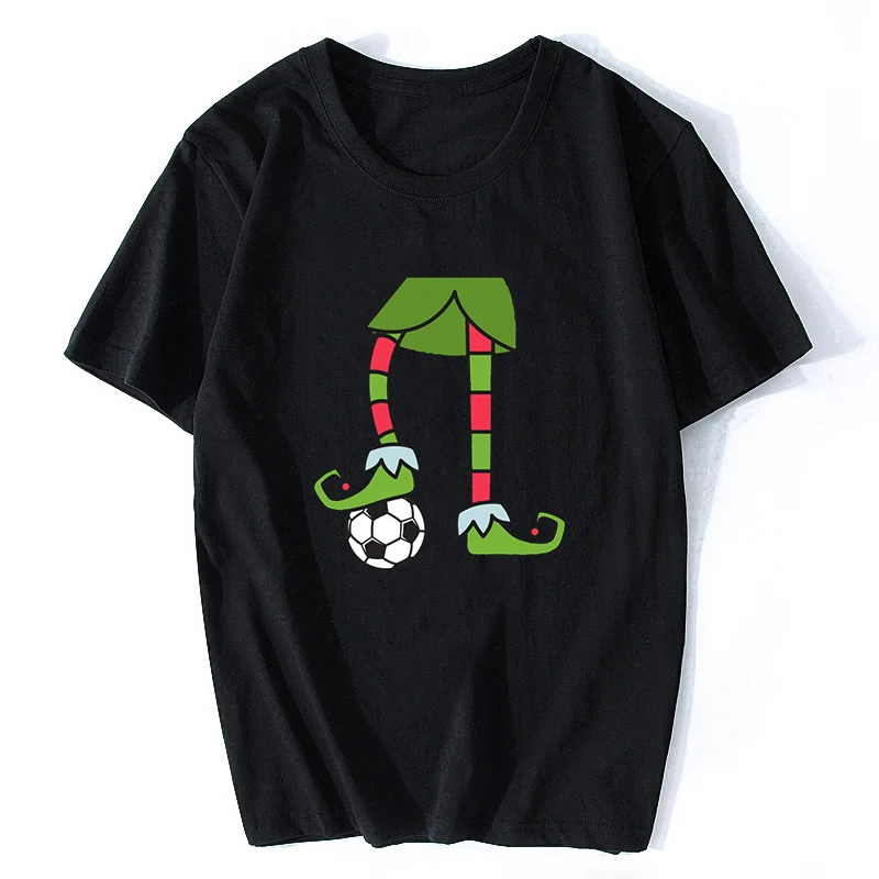 

Soccer Elf Xmas Black T Shirt Men Print Casual Streetwear Harajuku T-Shirt Tee Shirt Homme