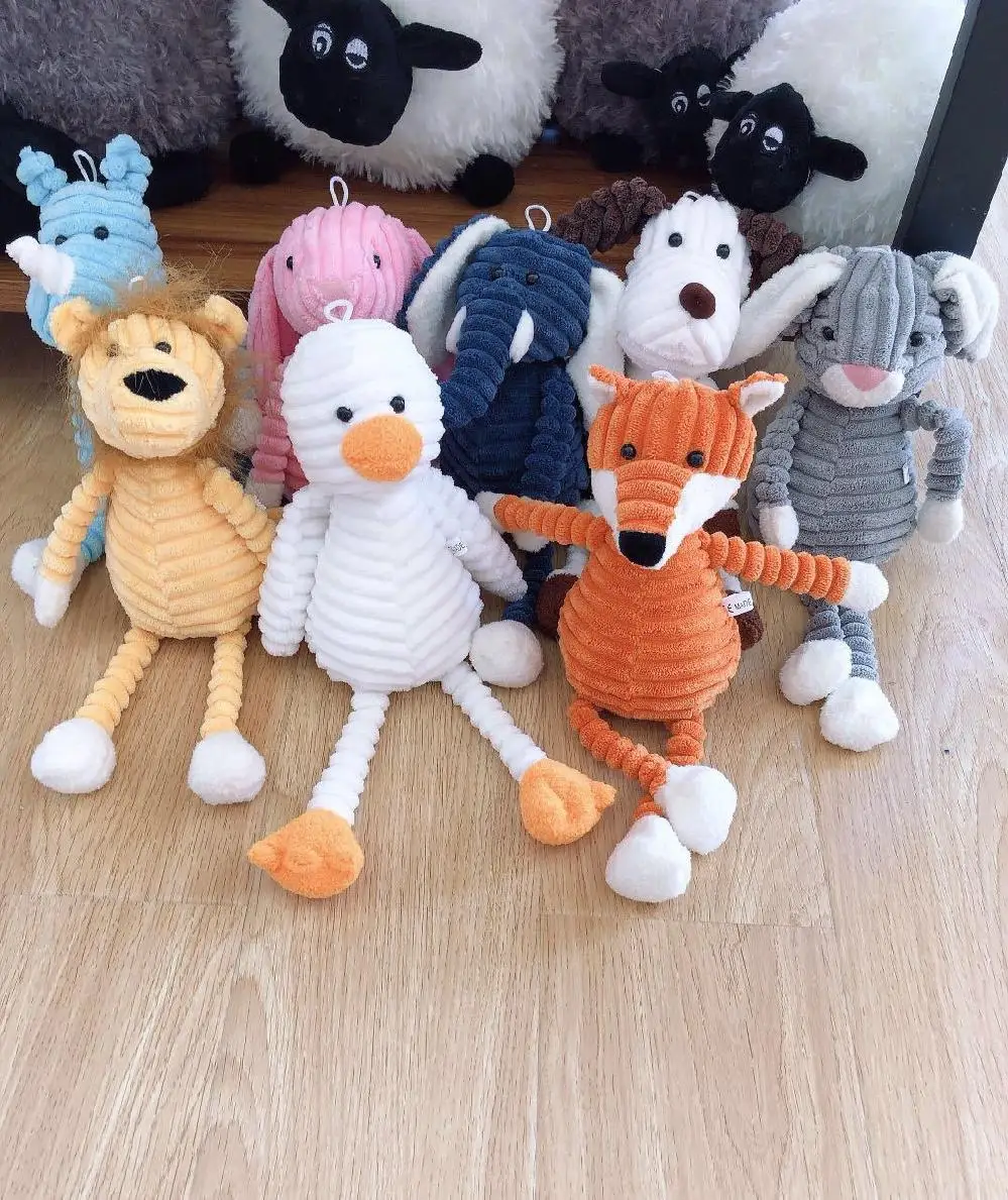 Полосатая бархатная кукла серии животных в лесу слоны львы лисы свинки утки