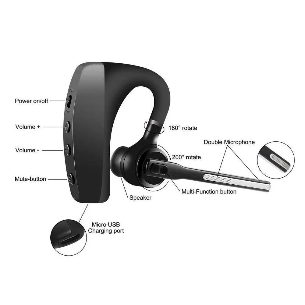 

2021 Newest Bluetooth Headset 5.0 Wireless Earphones Smart Hands-free Noise For All Phones Mic Dual HD With Headsets Reduct V7Y2