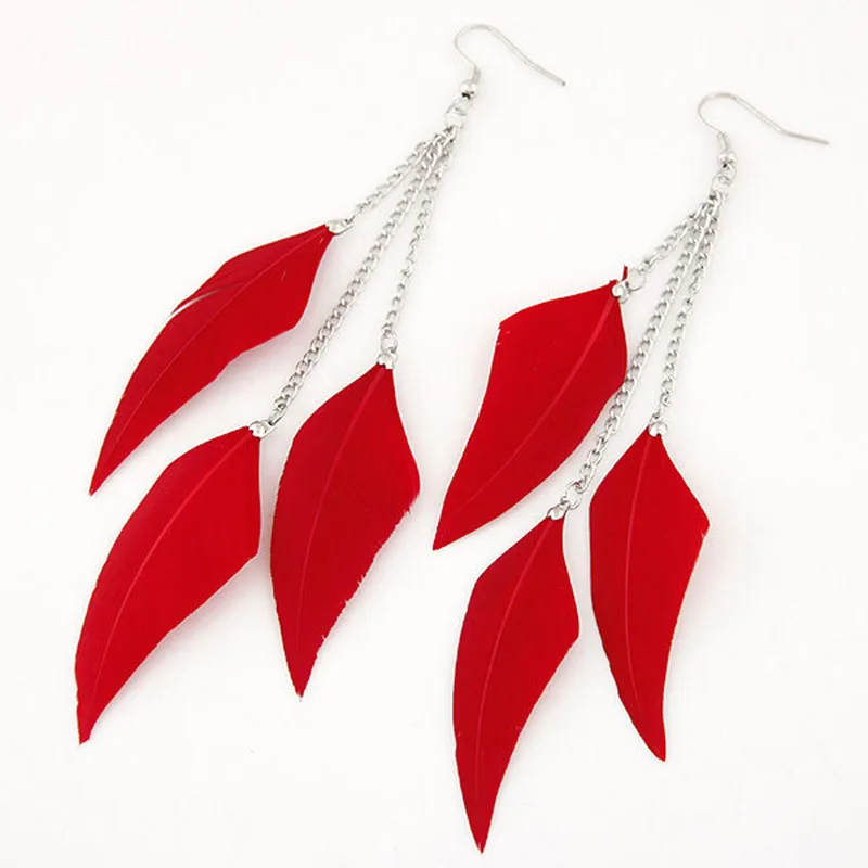 

YADA Bohemian Feather Drop Earrings Crystal Statement Leaf Feather Earring For Women Jewelry Long Dangle Alloy Earrings ER210001