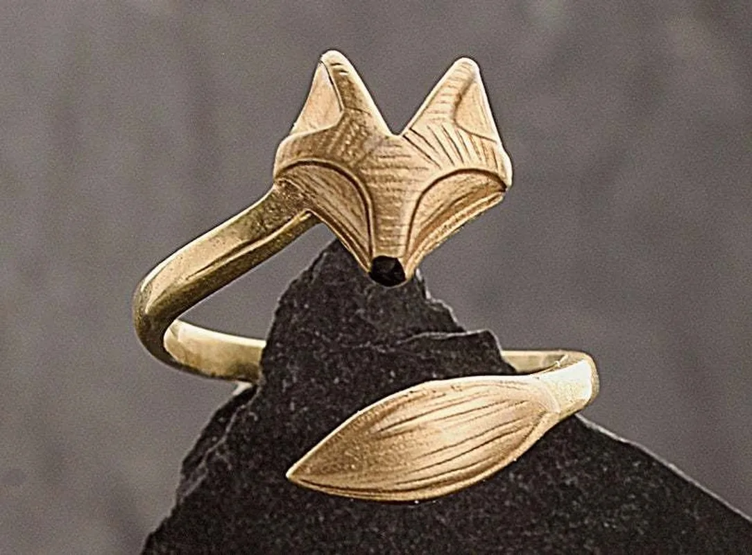 

Wholesale Cross-border Hot Sale Sweet and Creative Opening Adjustable Fox Ring Popular Copper Animal Ring In Europe and America
