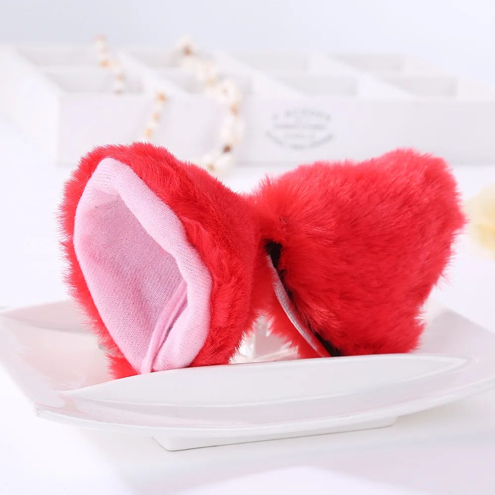 red Кошачьи заколки «кошачьи ушки» на Хэллоуин, вечерние, косплей, аниме, танец, лиса, ухо, заколка для волос, вечерние аксессуары, головные уборы, аксессуары для костюмированной вечеринки - Цвет: red