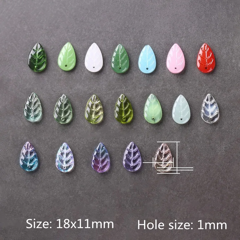 

18x11mm Carved Flat Leaf Lampwork Glass Loose Beads Jewelry Making DIY