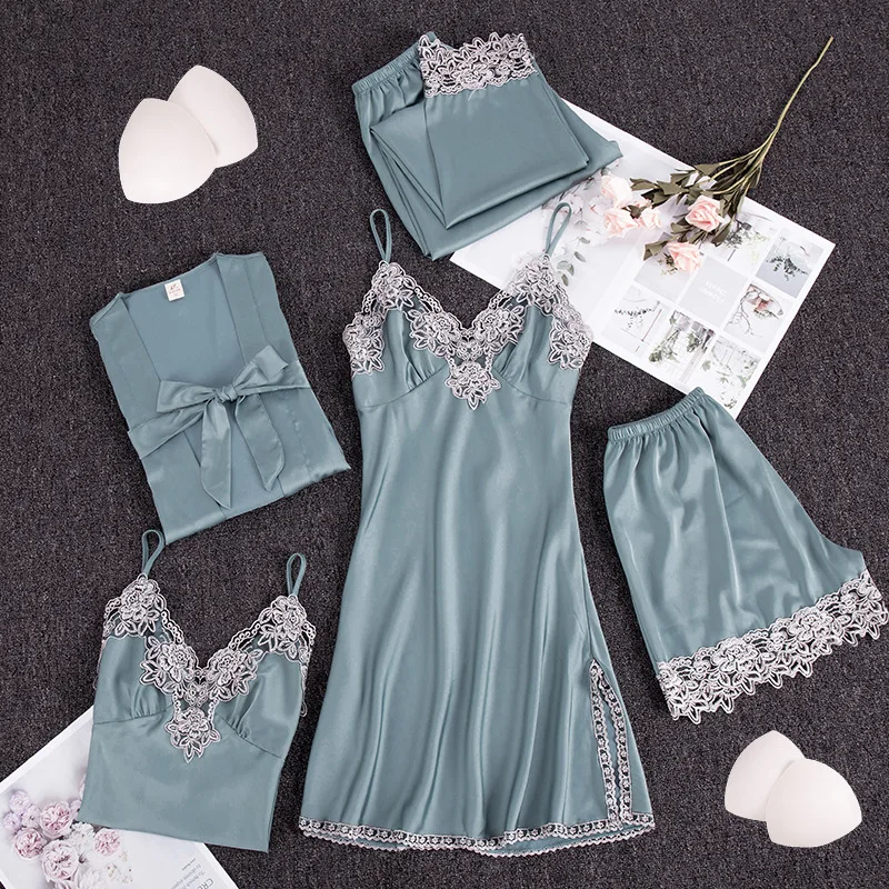 Костюм из пяти предметов пижамы для женщин летние шорты на подтяжках брюки