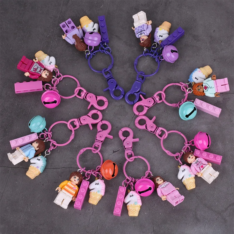 Креативная цепочка для ключей с басами и лайтером строительный блок мультяшный